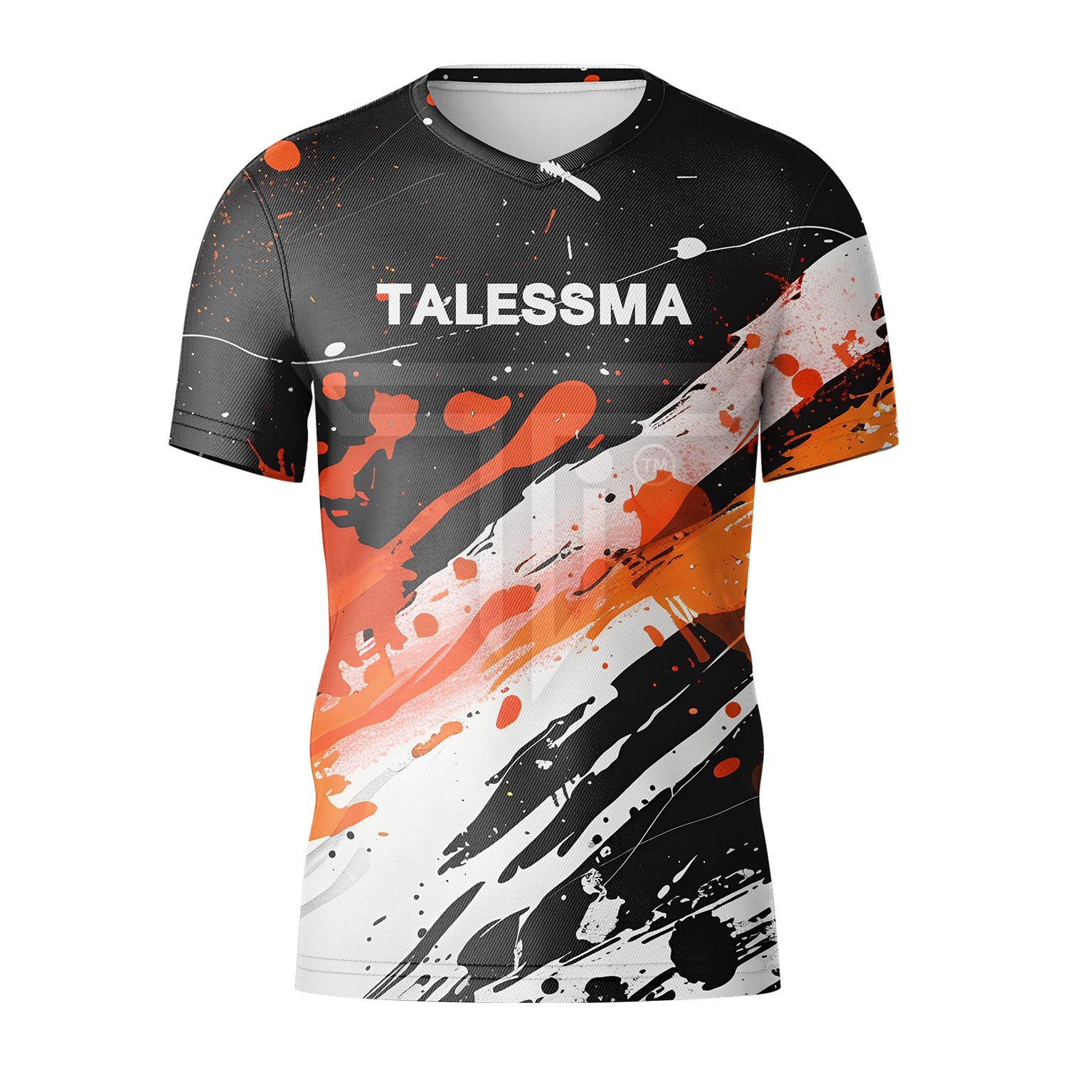 34265329_mens_v_neck_abstract-splatter-grunge-textures-sports.jpg Custom Gripper T-Shirt – Secure Fit for Active Workouts - Image 1