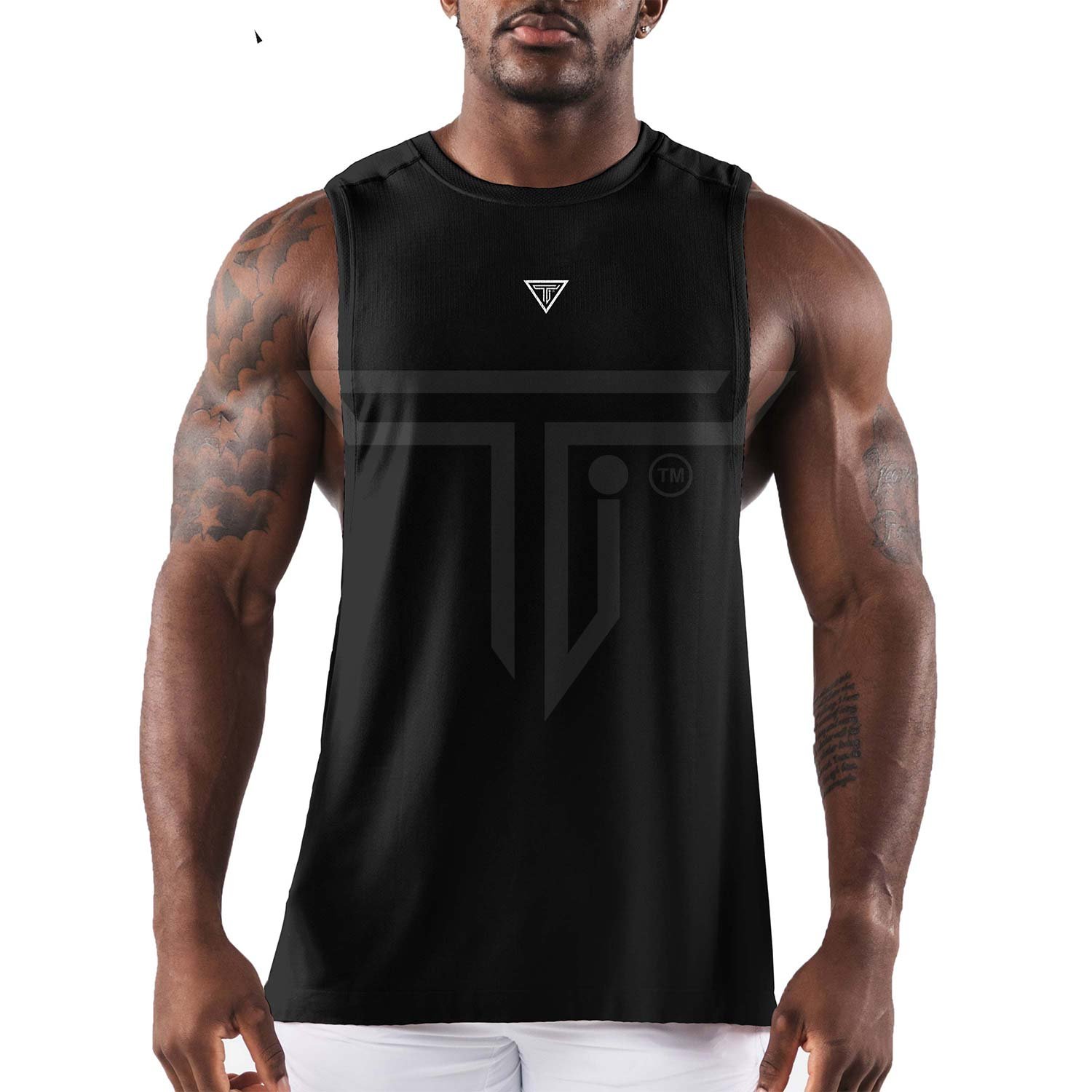 Cut-off-BLACK.jpg High-Quality Custom Gym Cut-Off Shirts for Active & Casual Wear - Image 1