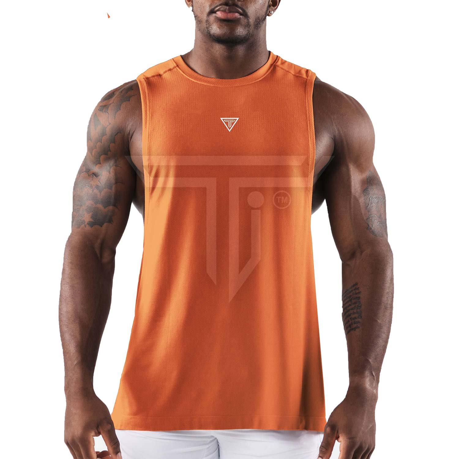 Cut-off-ORANGE.jpg Customized Sleeveless Gym Tops for Workout & Everyday Style - Image 1