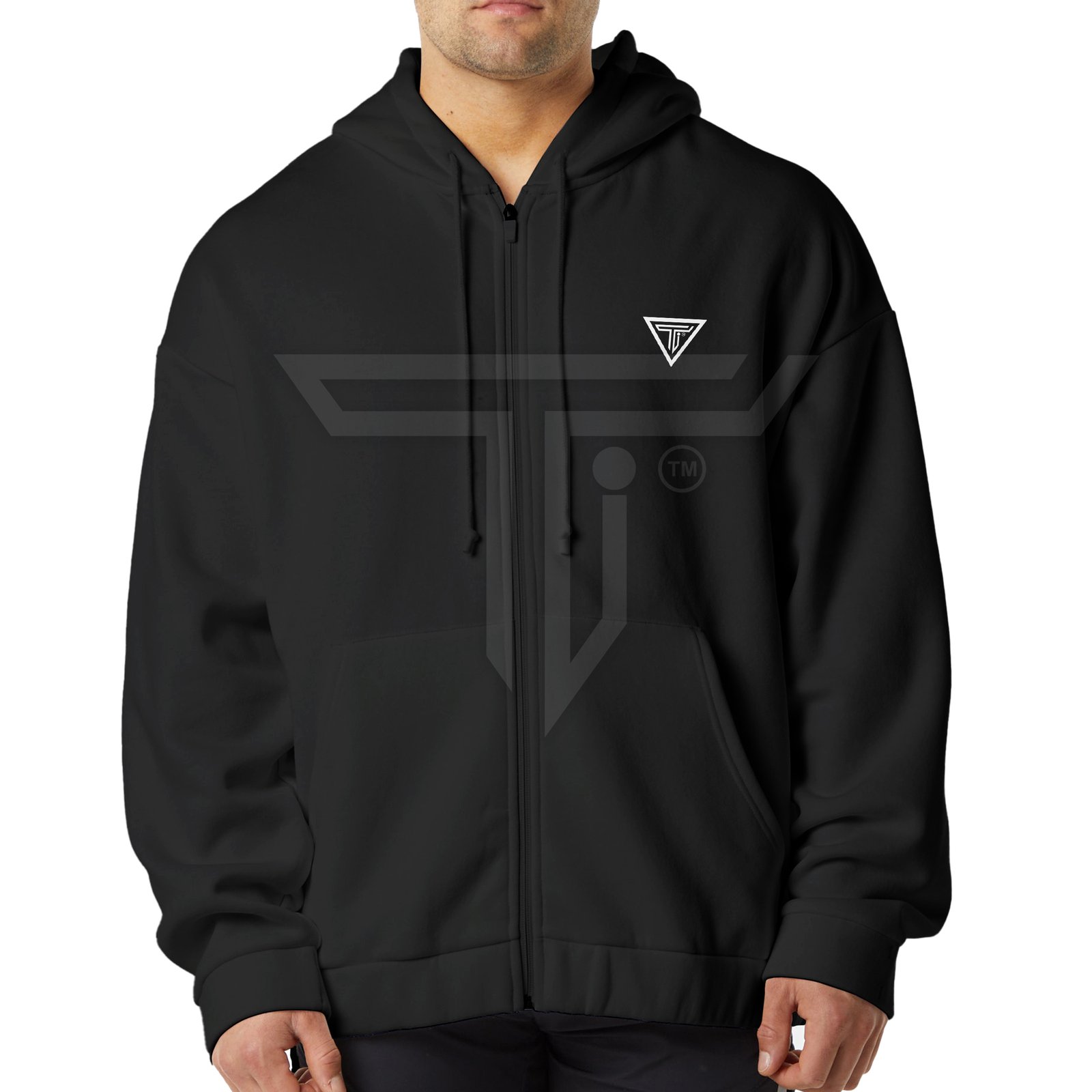 HOODIE-Zipper-BLACK.jpg Custom Gym Zipper Hoodies – Style & Comfort for Every Workout - Image 1
