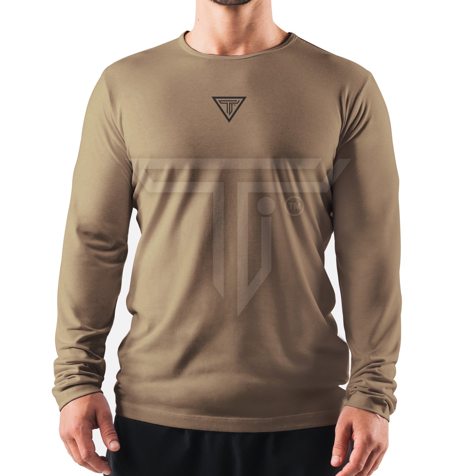 Long-Sleeve-T-shirts-KHAKI.jpg Breathable Custom Long Sleeve T-Shirts for Gym, Sports & Daily Wear - Image 1