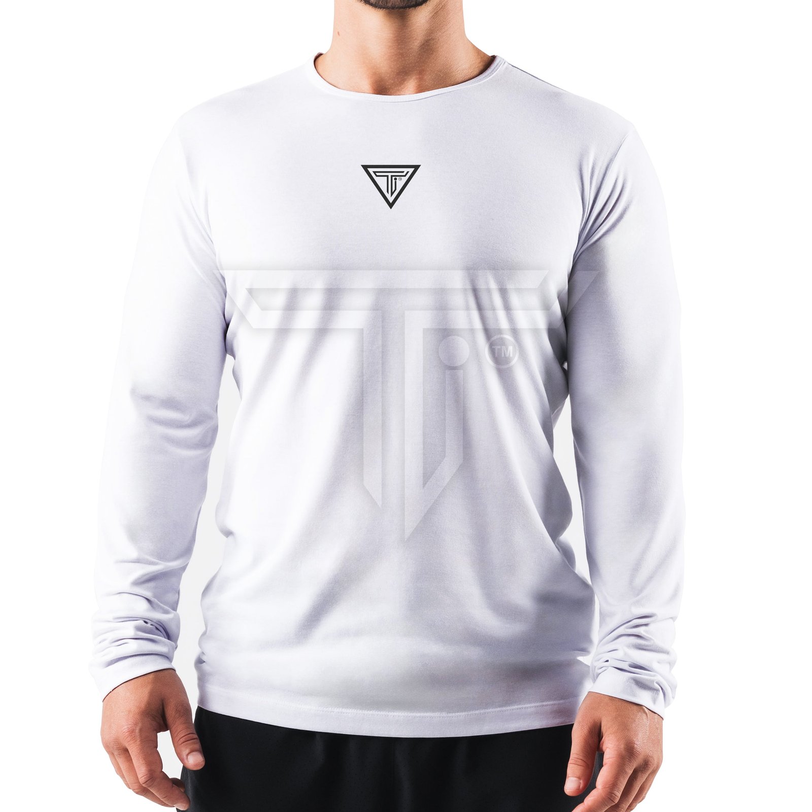 Long-Sleeve-T-shirts-WHITE.jpg Add Your Logo to Custom Gym Long Sleeve T-Shirts for a Branded Look - Image 1