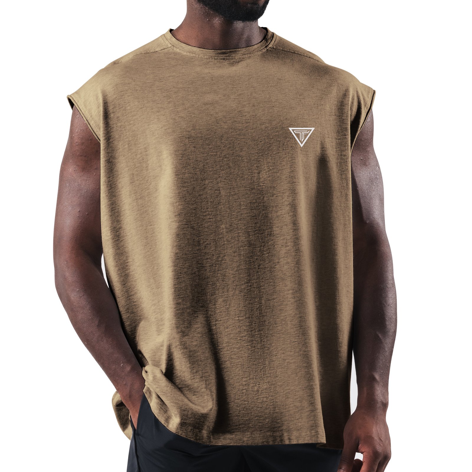 Muscle-Tank-KHAKI.jpg Customizable Gym Muscle Tank Shirts for Ultimate Freedom & Style - Image 1