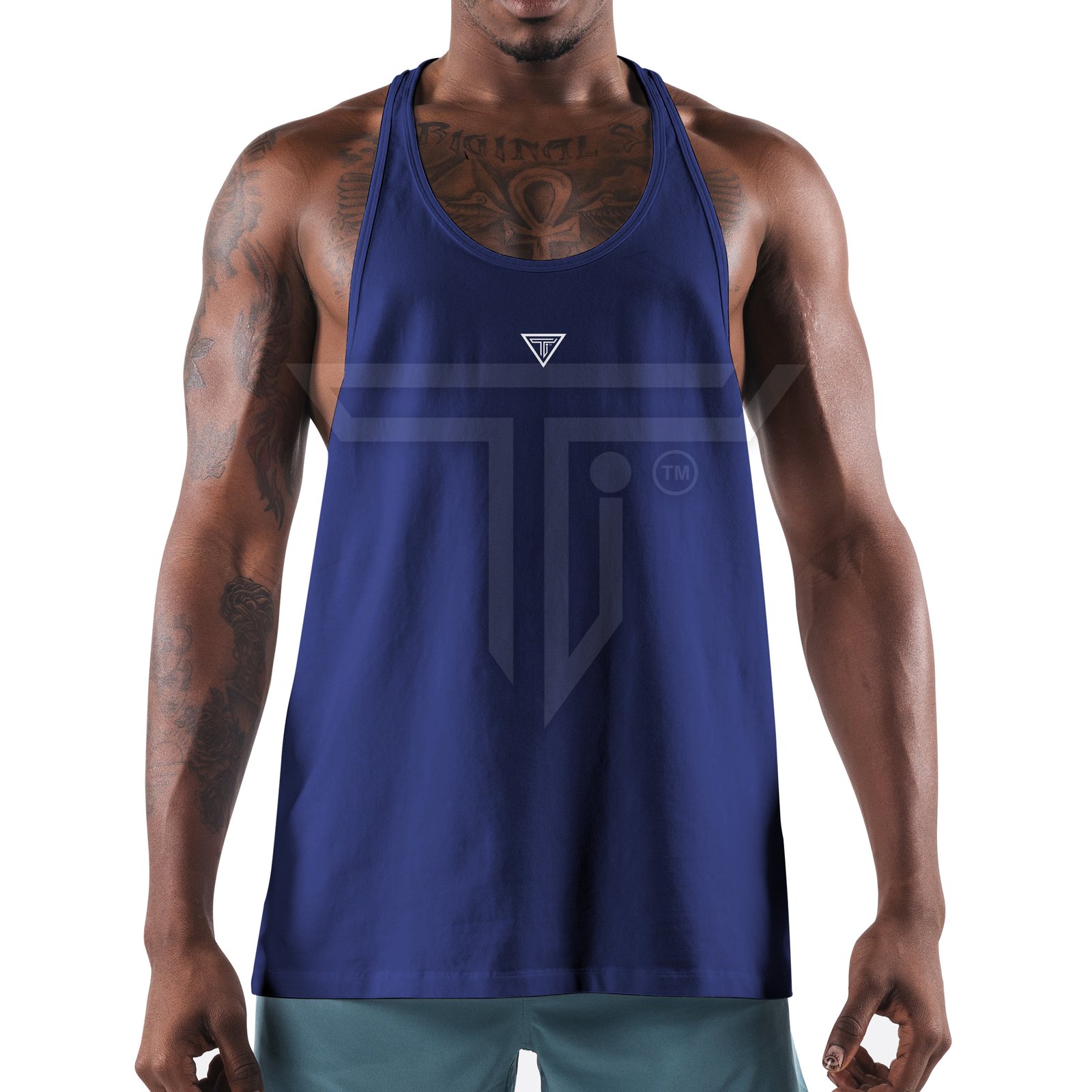 Stringer-NAVY-BLUE.jpg Custom Gym Stringer – Show off Your Gains with Style & Function - Image 1