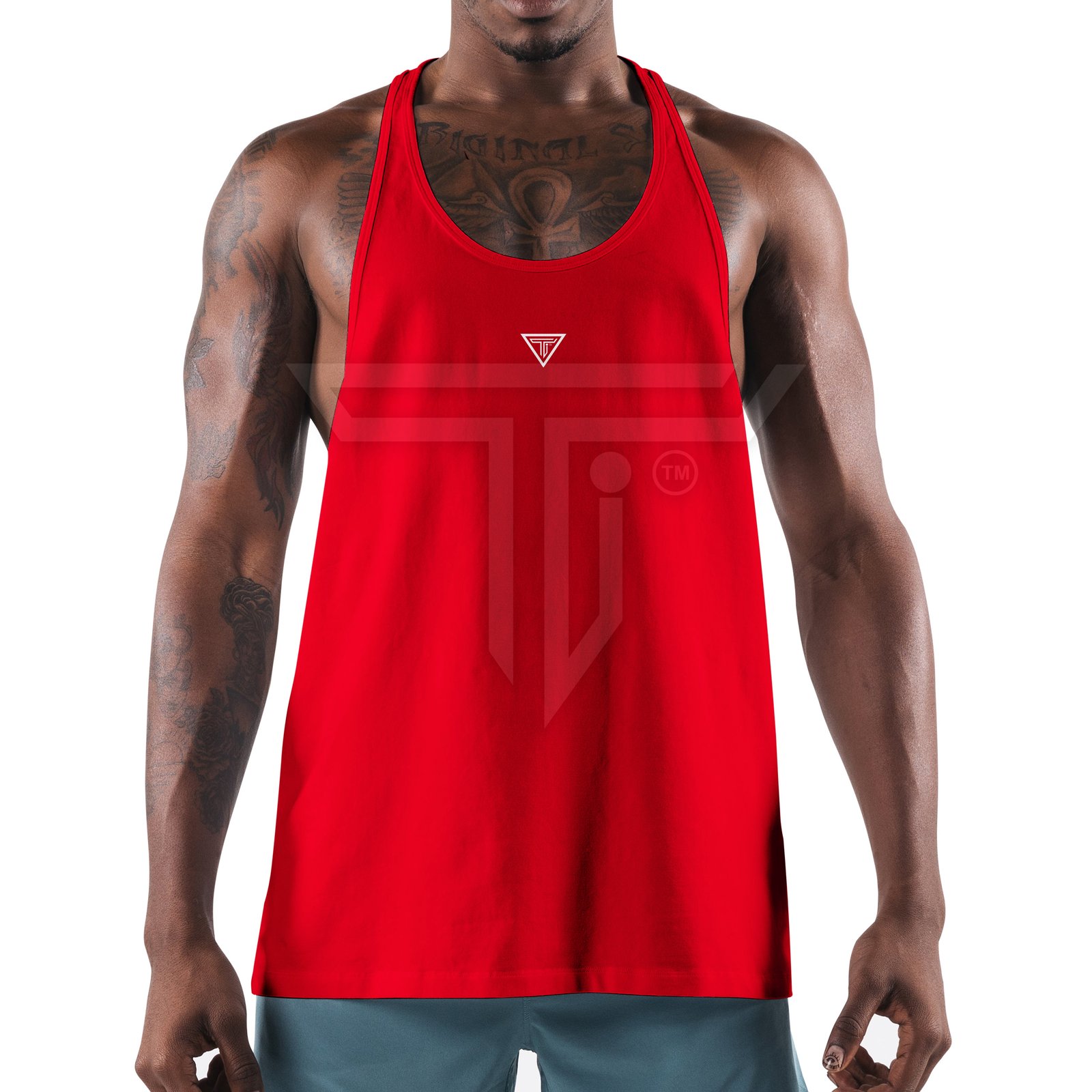 Stringer-RED.jpg Customized Sleeveless Gym Stringer for Workout & Everyday Style - Image 1