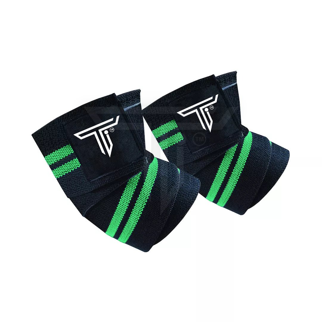 classic-elbow-wraps-green-1.jpg Tailored Elbow Wraps for Increased Support & Performance in the Gym - Image 1