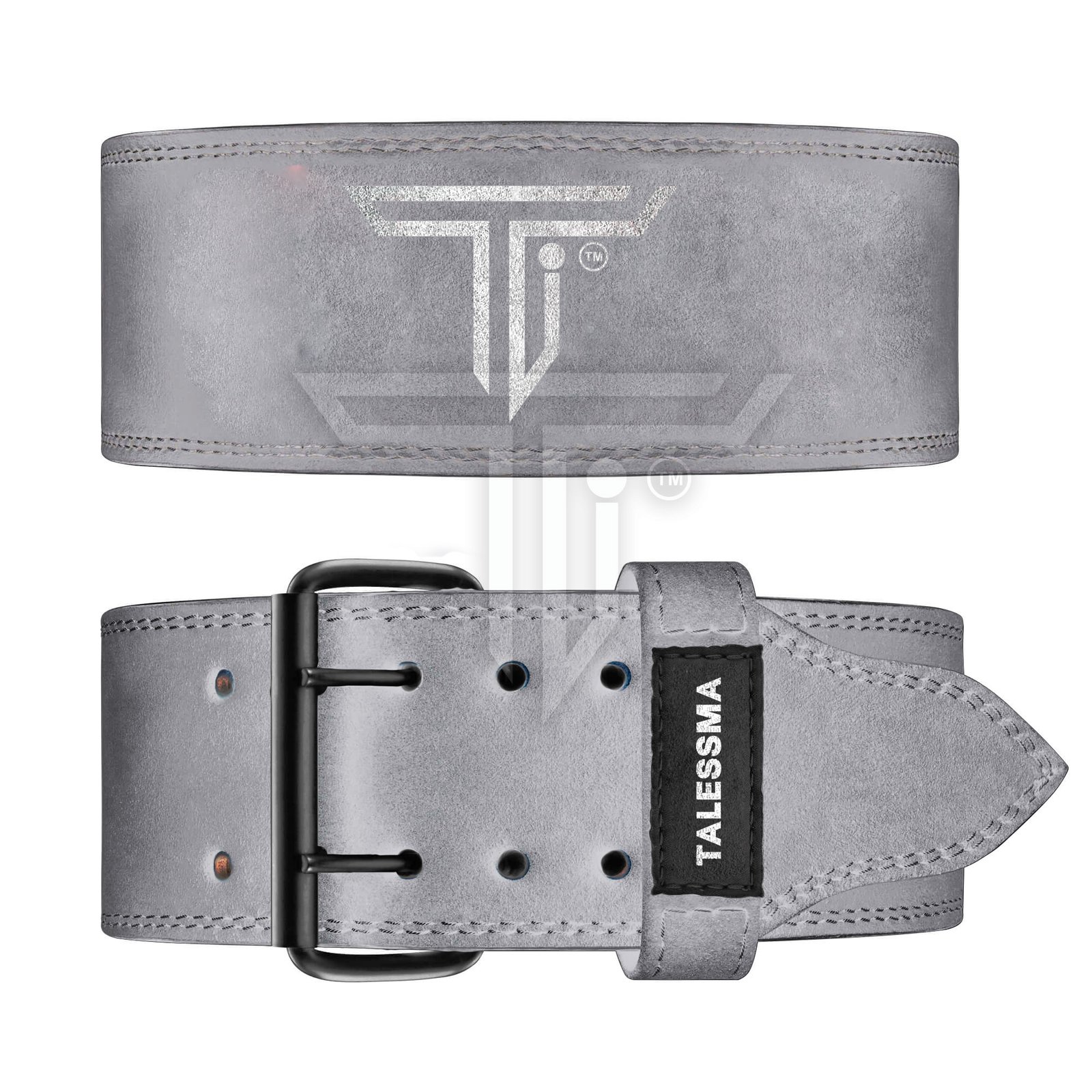 double-prong-belt-grey.jpg Customized Power Prong Weightlifting Belt for Superior Back Support - Image 1