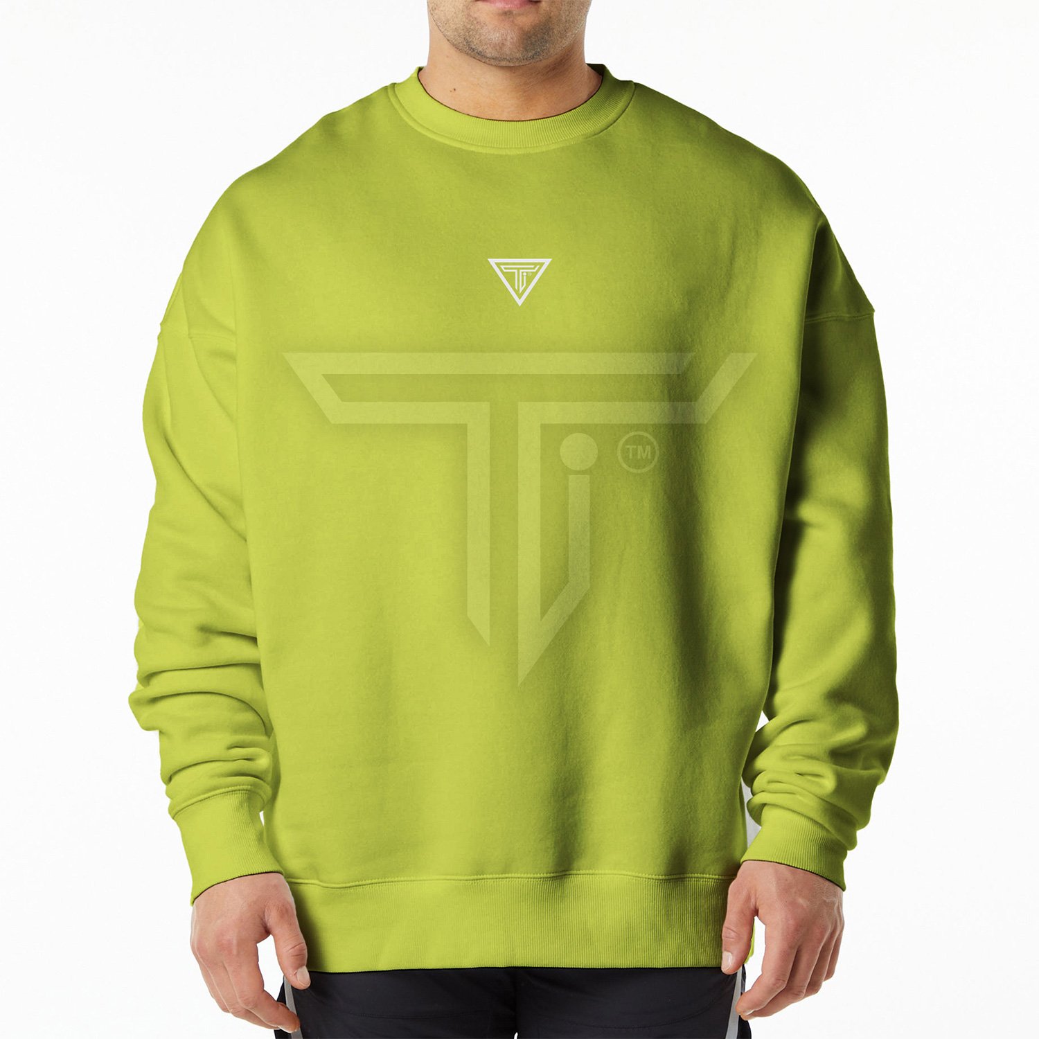 sweat-shirts-front-LIME-GREEN.jpg Personalized Fitness Sweatshirts for All-Weather Workout Comfort - Image 1